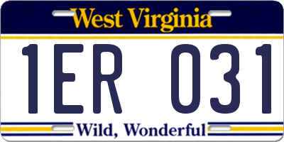WV license plate 1ER031