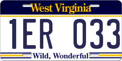 WV license plate 1ER033