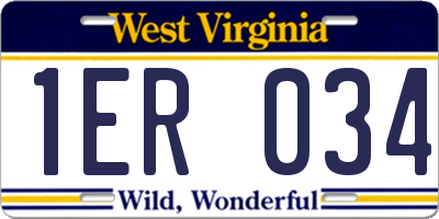WV license plate 1ER034