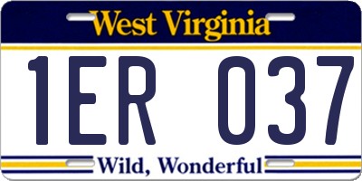 WV license plate 1ER037