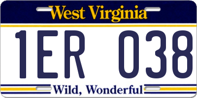 WV license plate 1ER038