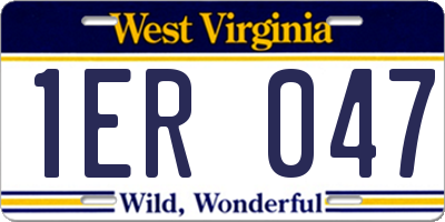WV license plate 1ER047
