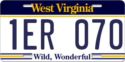 WV license plate 1ER070
