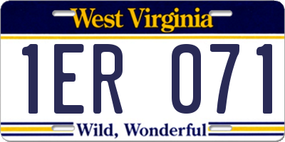 WV license plate 1ER071