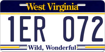 WV license plate 1ER072