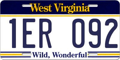 WV license plate 1ER092