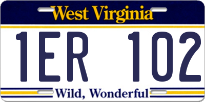WV license plate 1ER102