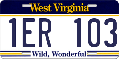 WV license plate 1ER103