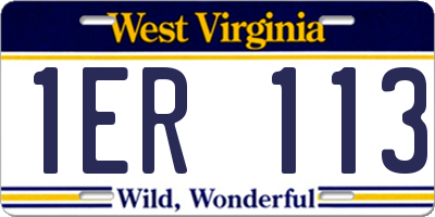 WV license plate 1ER113