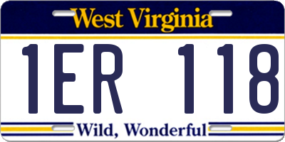 WV license plate 1ER118