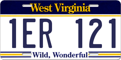 WV license plate 1ER121
