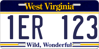 WV license plate 1ER123