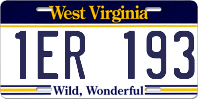 WV license plate 1ER193