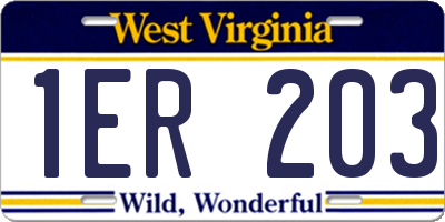 WV license plate 1ER203