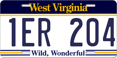 WV license plate 1ER204