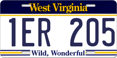 WV license plate 1ER205