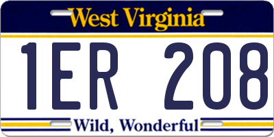 WV license plate 1ER208