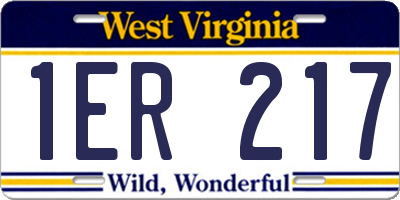 WV license plate 1ER217