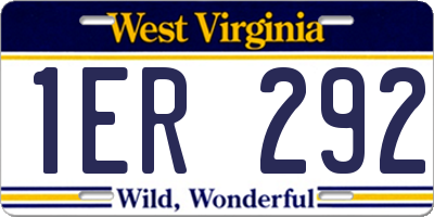 WV license plate 1ER292