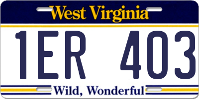 WV license plate 1ER403