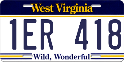 WV license plate 1ER418