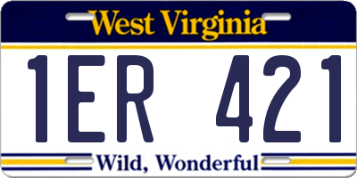 WV license plate 1ER421