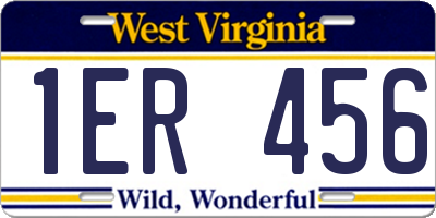 WV license plate 1ER456