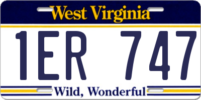 WV license plate 1ER747