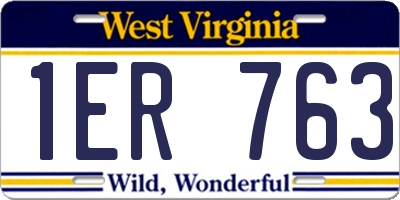 WV license plate 1ER763