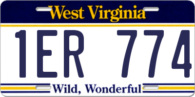 WV license plate 1ER774