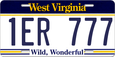 WV license plate 1ER777