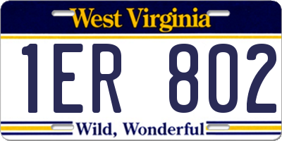 WV license plate 1ER802