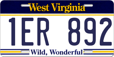 WV license plate 1ER892