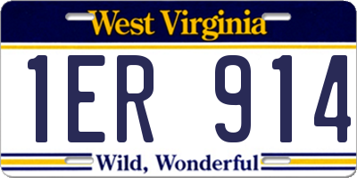 WV license plate 1ER914