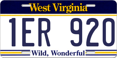 WV license plate 1ER920