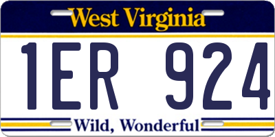 WV license plate 1ER924
