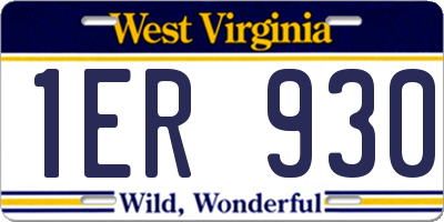 WV license plate 1ER930