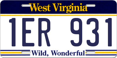 WV license plate 1ER931