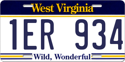WV license plate 1ER934