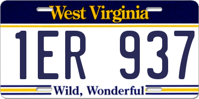 WV license plate 1ER937