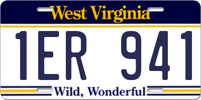 WV license plate 1ER941