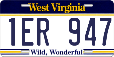 WV license plate 1ER947