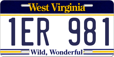 WV license plate 1ER981
