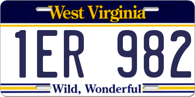 WV license plate 1ER982