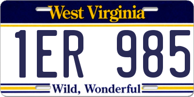 WV license plate 1ER985