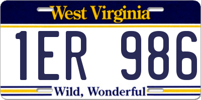 WV license plate 1ER986