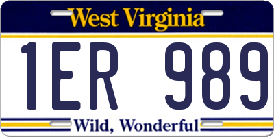 WV license plate 1ER989