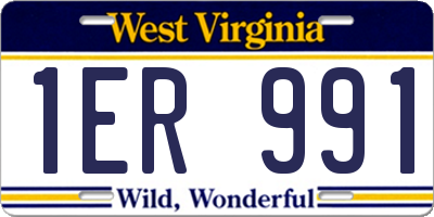 WV license plate 1ER991
