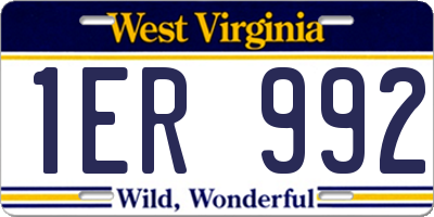 WV license plate 1ER992