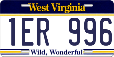 WV license plate 1ER996